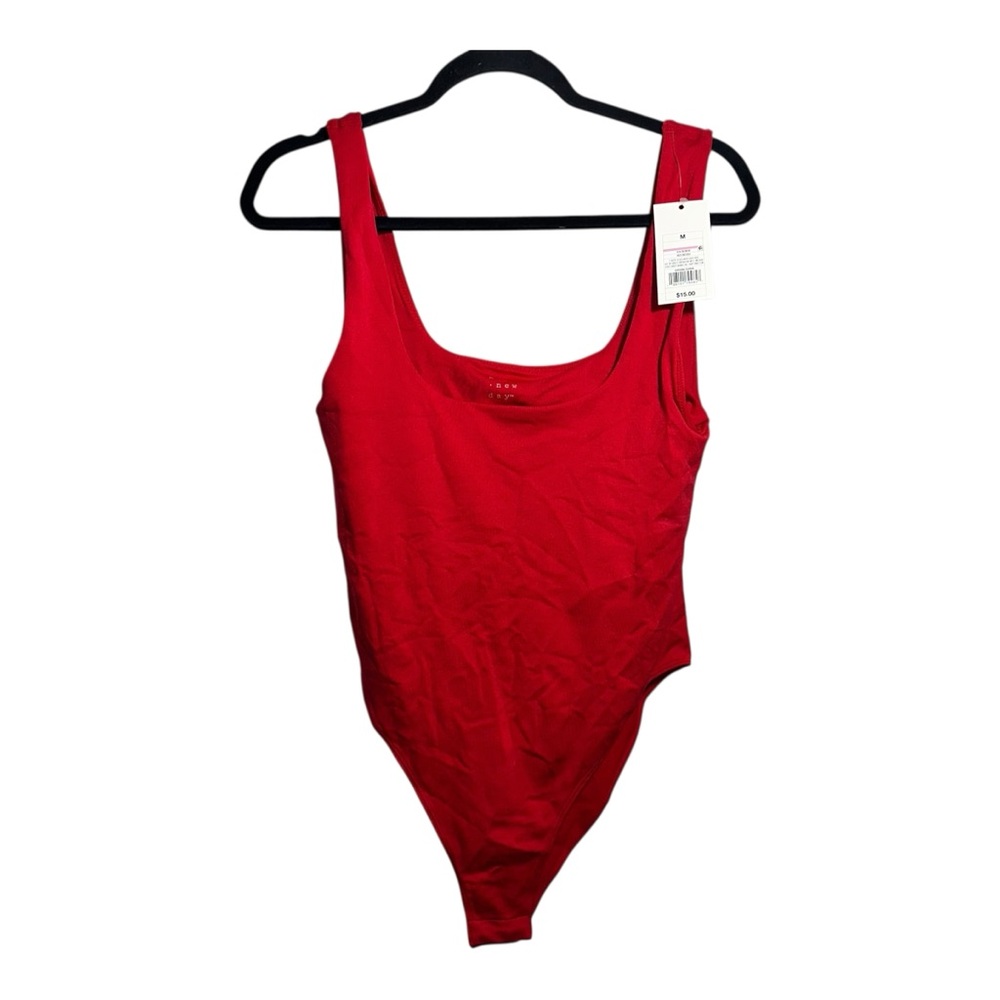 NWT A NEW DAY Red Tank Full-Back Stretchy Bodysuit - M